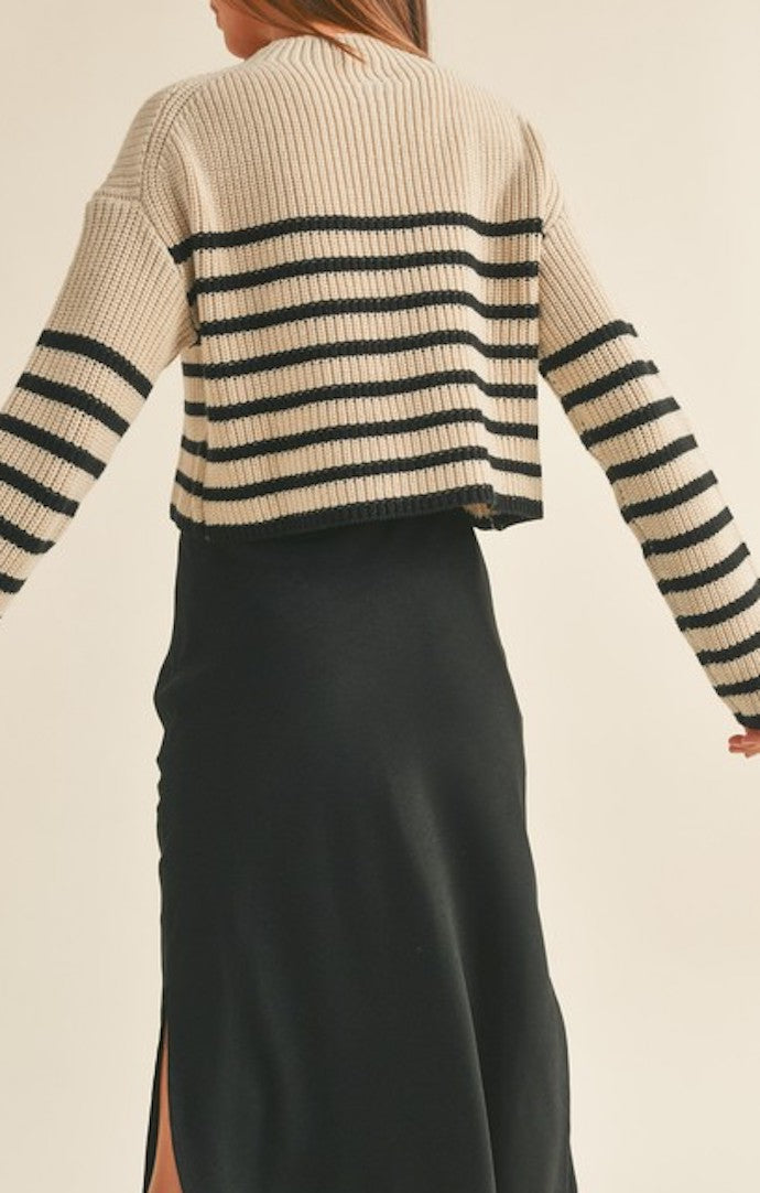 Miou Muse Mocha/Black Striped Sweater