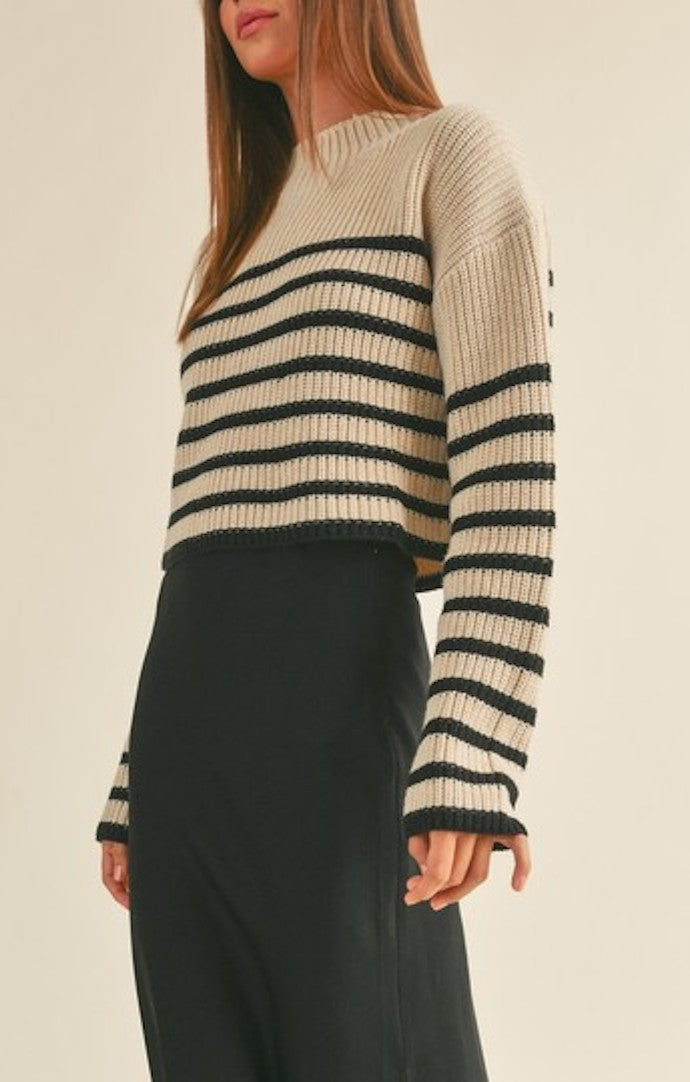 Miou Muse Mocha/Black Striped Sweater