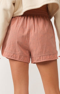 Papermoon Peach Washed Elastic Waist Shorts