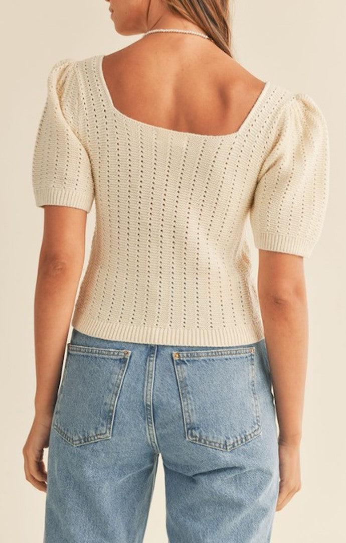 Mable Cream Puff Sleeve Knit Top