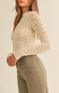 Mable Blush Crochet Knit Crop Sweater