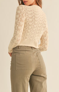 Mable Blush Crochet Knit Crop Sweater