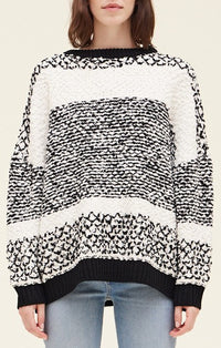 Grade & Gather Black Striped Oversided Sweater