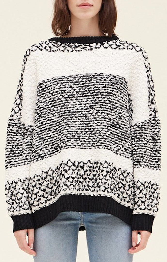 Grade & Gather Black Striped Oversided Sweater