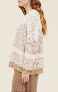 Grade & Gather Sand Striped Oversided Sweater