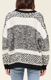 Grade & Gather Black Striped Oversided Sweater