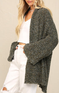 KyeMi Olive Stretch Knit Cardigan