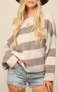 KyeMi Smokey Brown Stripe Sweater