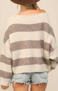KyeMi Smokey Brown Stripe Sweater
