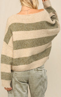 KyeMi Olive Stripe Sweater