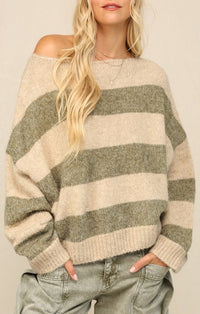 KyeMi Olive Stripe Sweater