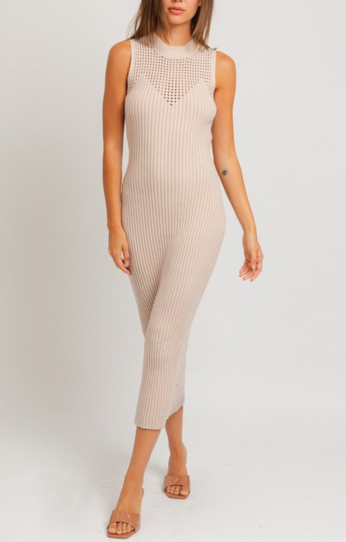 Le Lis Cream Sweater Midi Dress