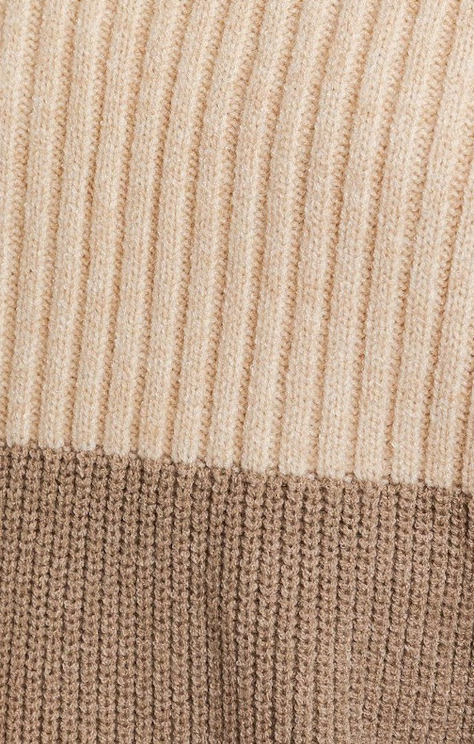 Le Lis Cream/Taupe Color Block Sweater Top