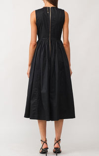 STL Black Poplin Bow Detail Midi Dress