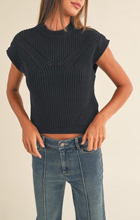 Miou Muse Black Knit Sleeveless Top 