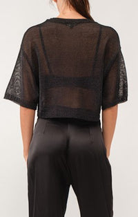 Papermoon Black Shiny Light Weight Knit Top