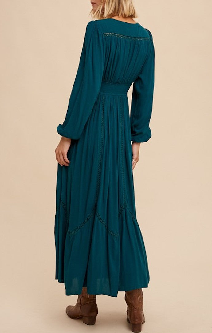 In Loom Emerald Lace Inset Maxi Dress