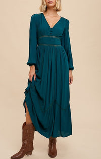 In Loom Emerald Lace Inset Maxi Dress