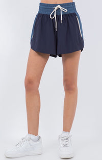 WC Navy Color Block Athleisure Shorts