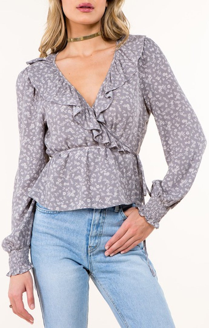 Whiteroom Cactus Grey Tie Waist Blouse