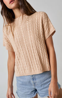 Lalavon Natural Cable Knit Dolman Sleeve Sweater