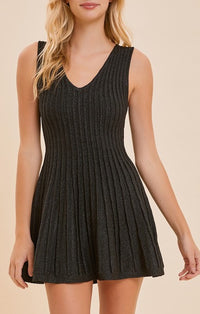 Mustard Seed Black V-Neck Sleeveless Knit Dress
