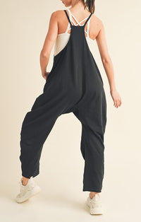 KC Black Relaxed Fit Cotton Jumpsuit