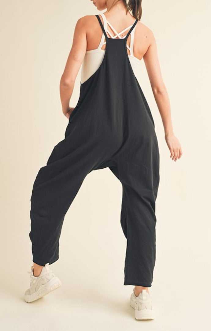 KC Black Relaxed Fit Cotton Jumpsuit