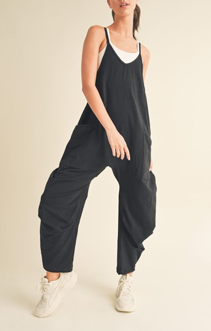 KC Black Relaxed Fit Cotton Jumpsuit