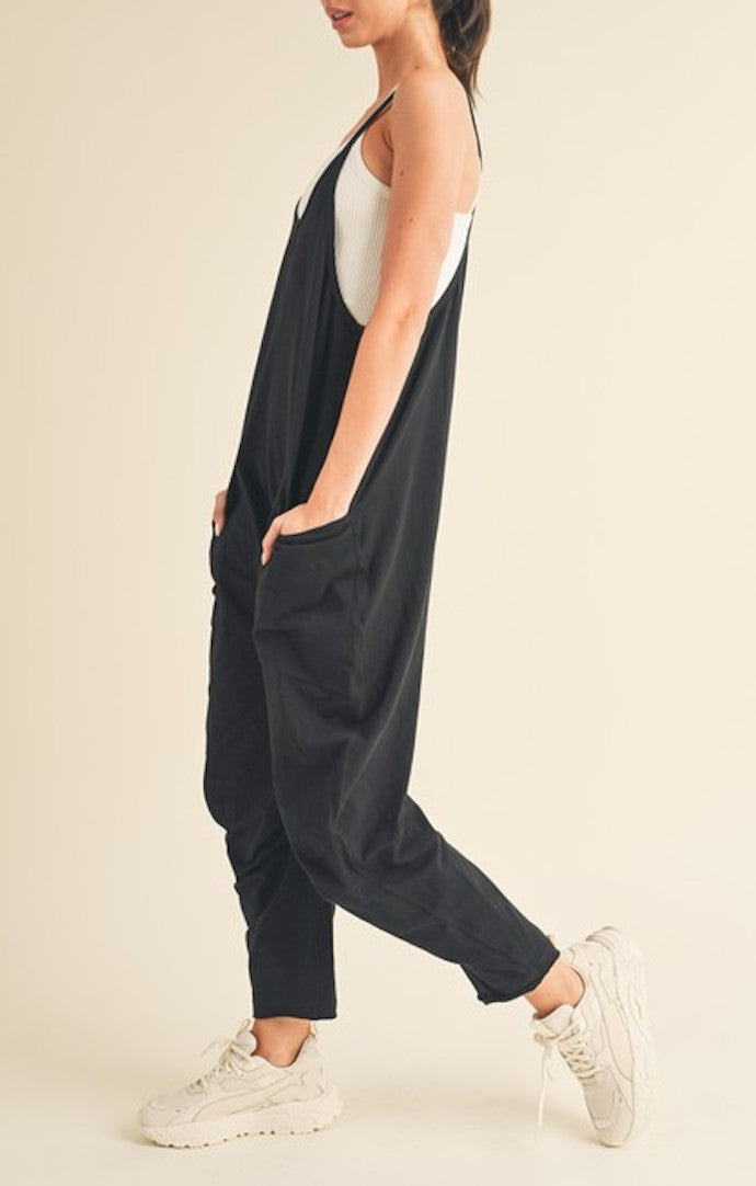 KC Black Relaxed Fit Cotton Jumpsuit