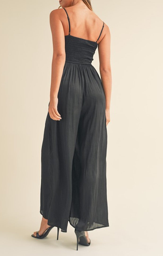 Mable Black Smocked Jumpsuit