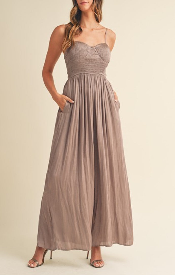 Mable Mocha Smocked Jumpsuit