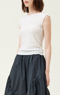 Grade & Gather Off White Textured Cap Sleeve Top