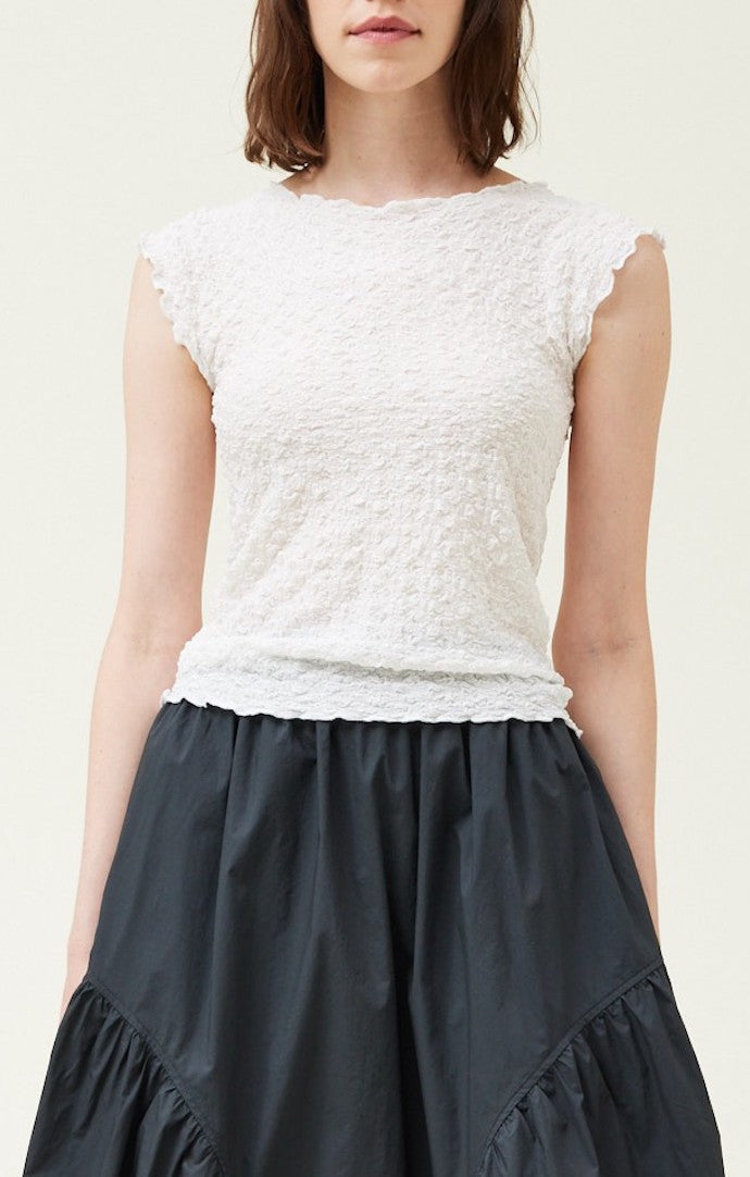 Grade & Gather Off White Textured Cap Sleeve Top