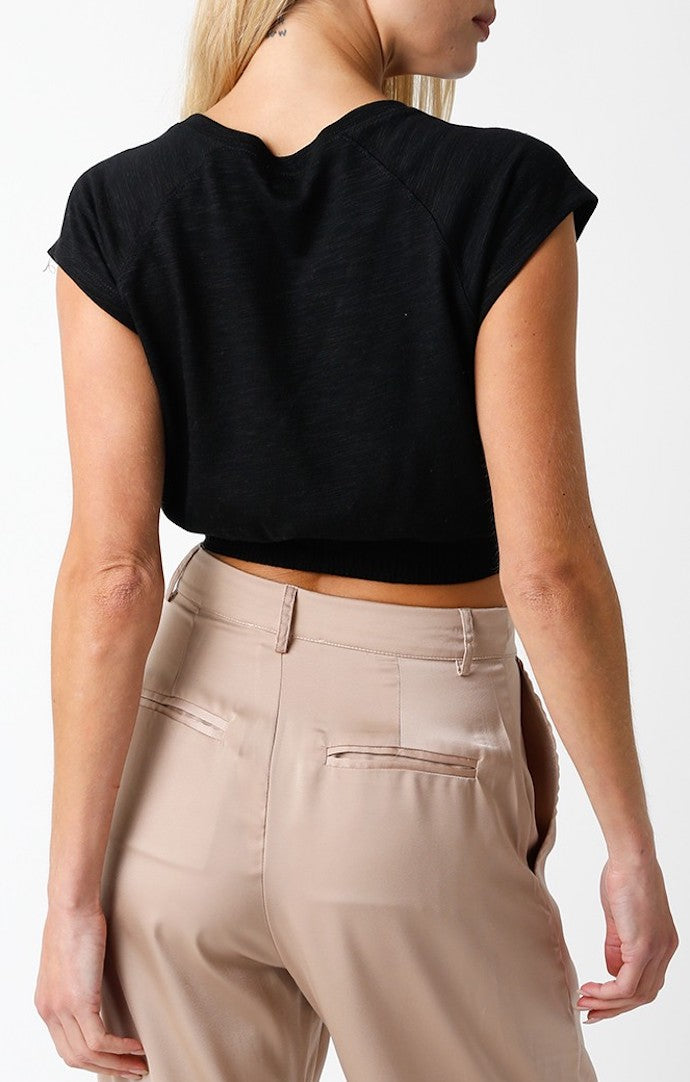 Olivaceous Black Cropped Short Sleeve Tee