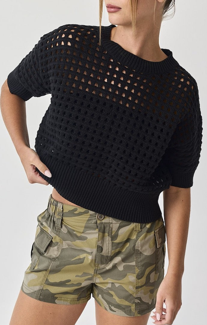 Papermoon Black Off Shoulder Cropped Sweatshirt