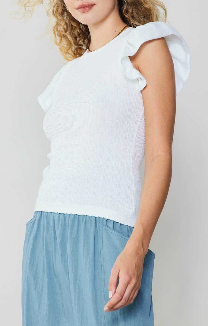 Current Air White Ruffle Sweater Top