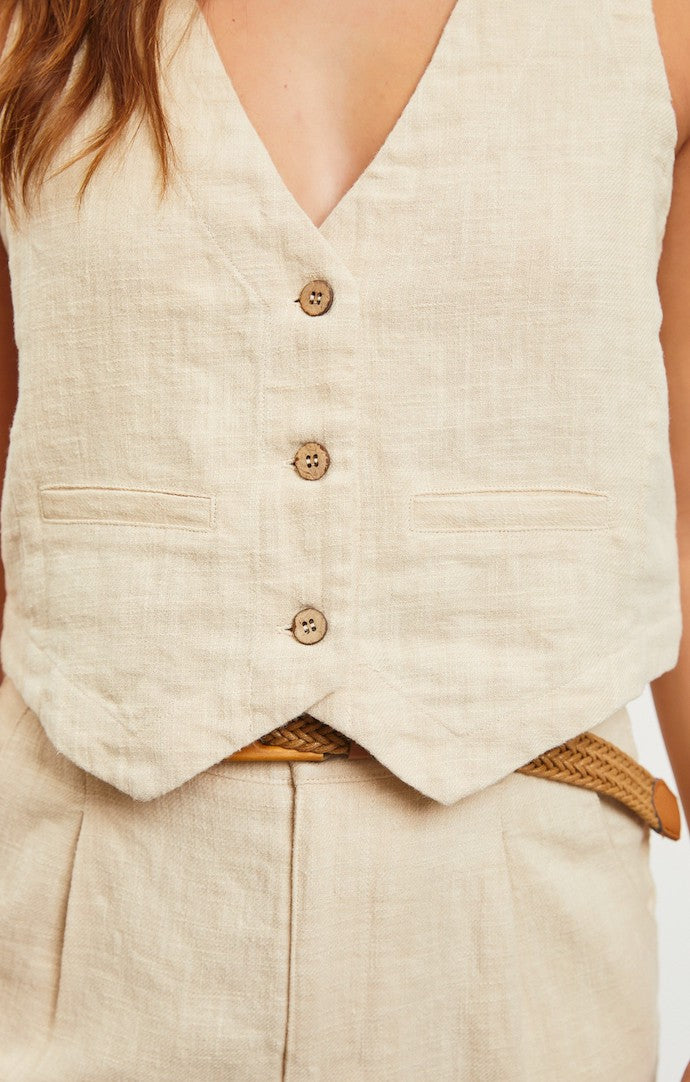 Mustard Seed Natural Button Down Woven Vest