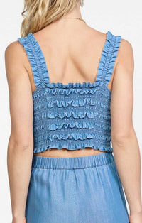Current Air Chambray Smocked Crop Tank