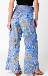 Olivaceous Blue Printed Flowy Pants