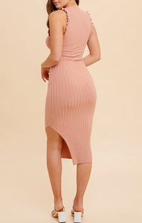 Hem & Thread Rose Pink Ribbed Knit Dress