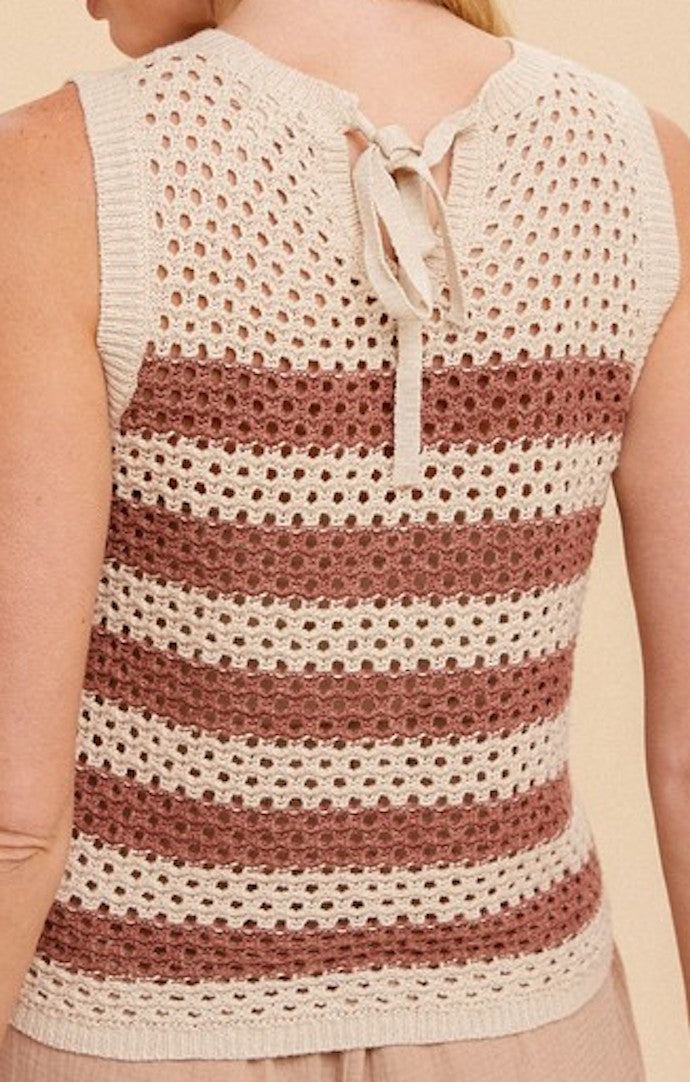 Hem & Thread Rust Stripe Crochet Tank