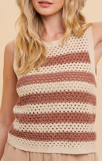 Hem & Thread Rust Stripe Crochet Tank