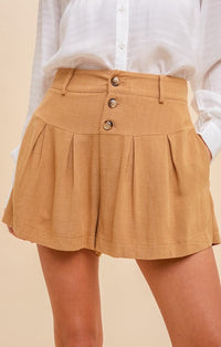 Hem & Thread Tan Linen Shorts 