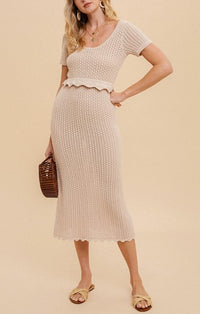 Hem & Thread Beige Midi Dress