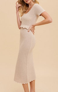 Hem & Thread Beige Midi Dress