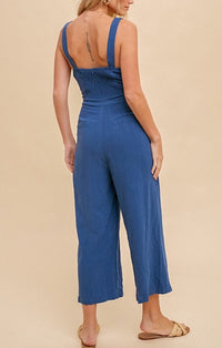 Hem & Thread Navy Button Up Jumpsuit