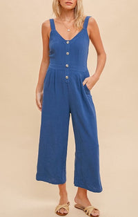 Hem & Thread Navy Button Up Jumpsuit