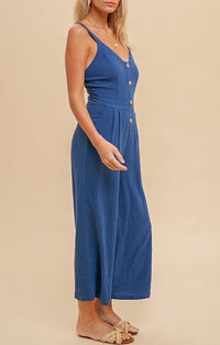Hem & Thread Navy Button Up Jumpsuit