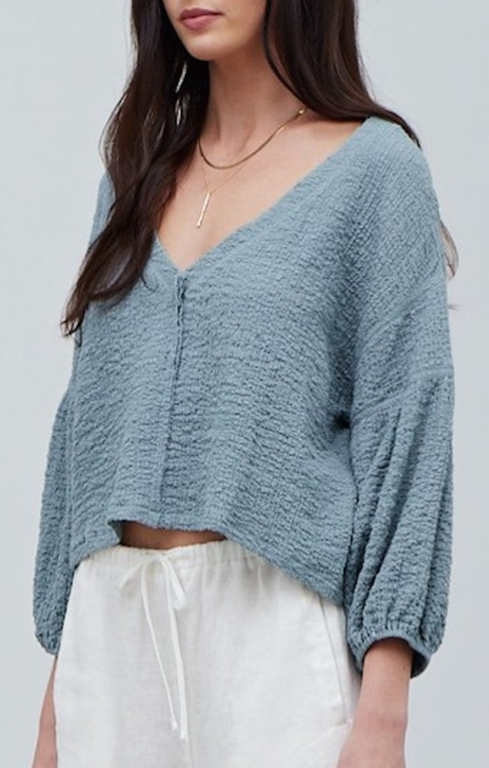 Grade and Gather Dusty Teal Gauze Top